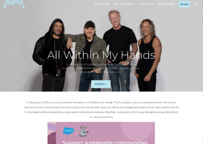 All WIthin My Hands Metallica Foundation Website screenshot