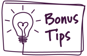 Lightbulb with "bonus tips" written to side.