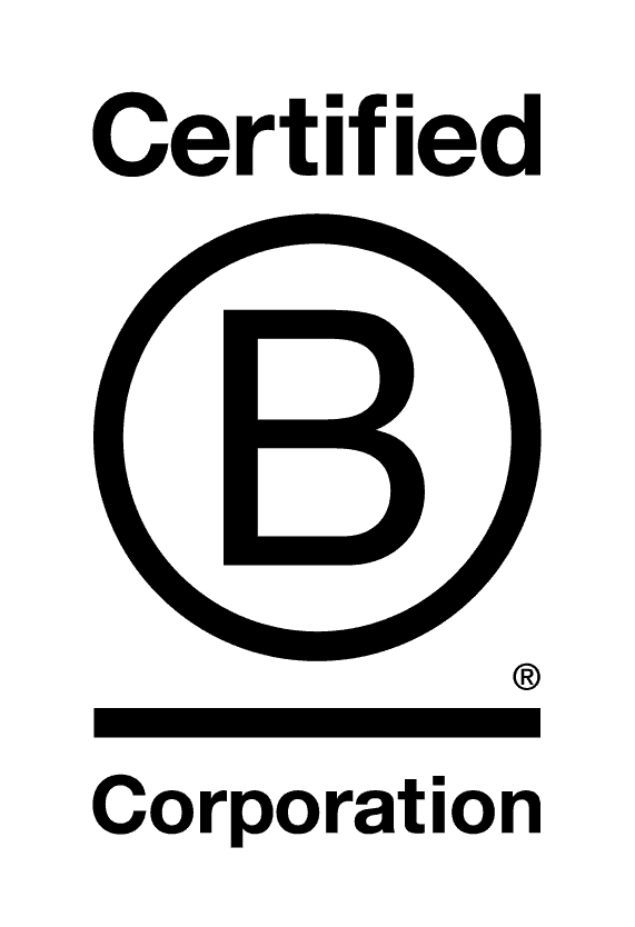 Certified B Corporation logo in black and white.