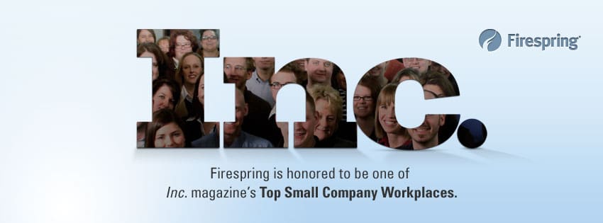Inc.' text filled with group photo and workplace recognition caption.